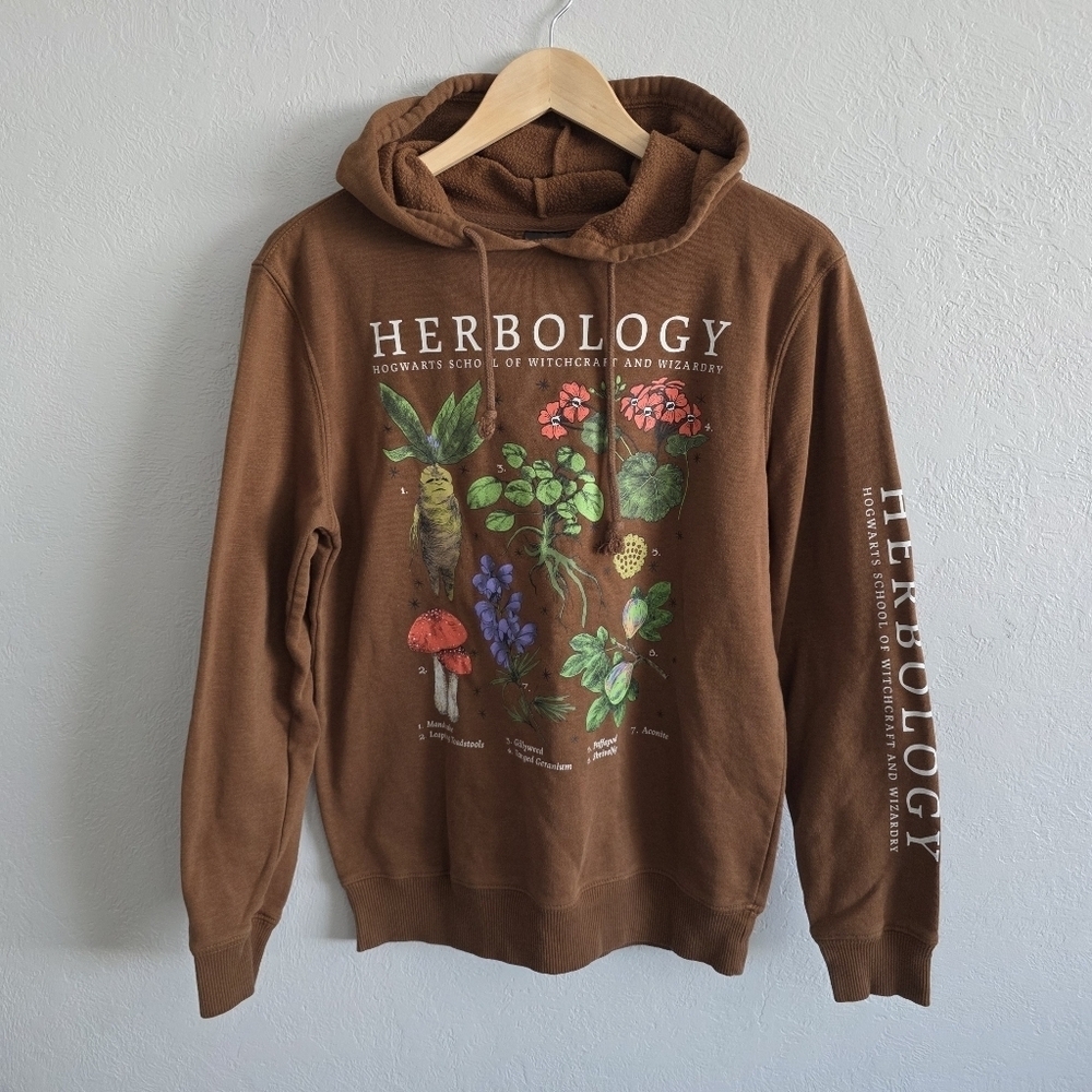 Harry Potter Womens Herbology Pullover Comfy Brown Hoodie Size XS
